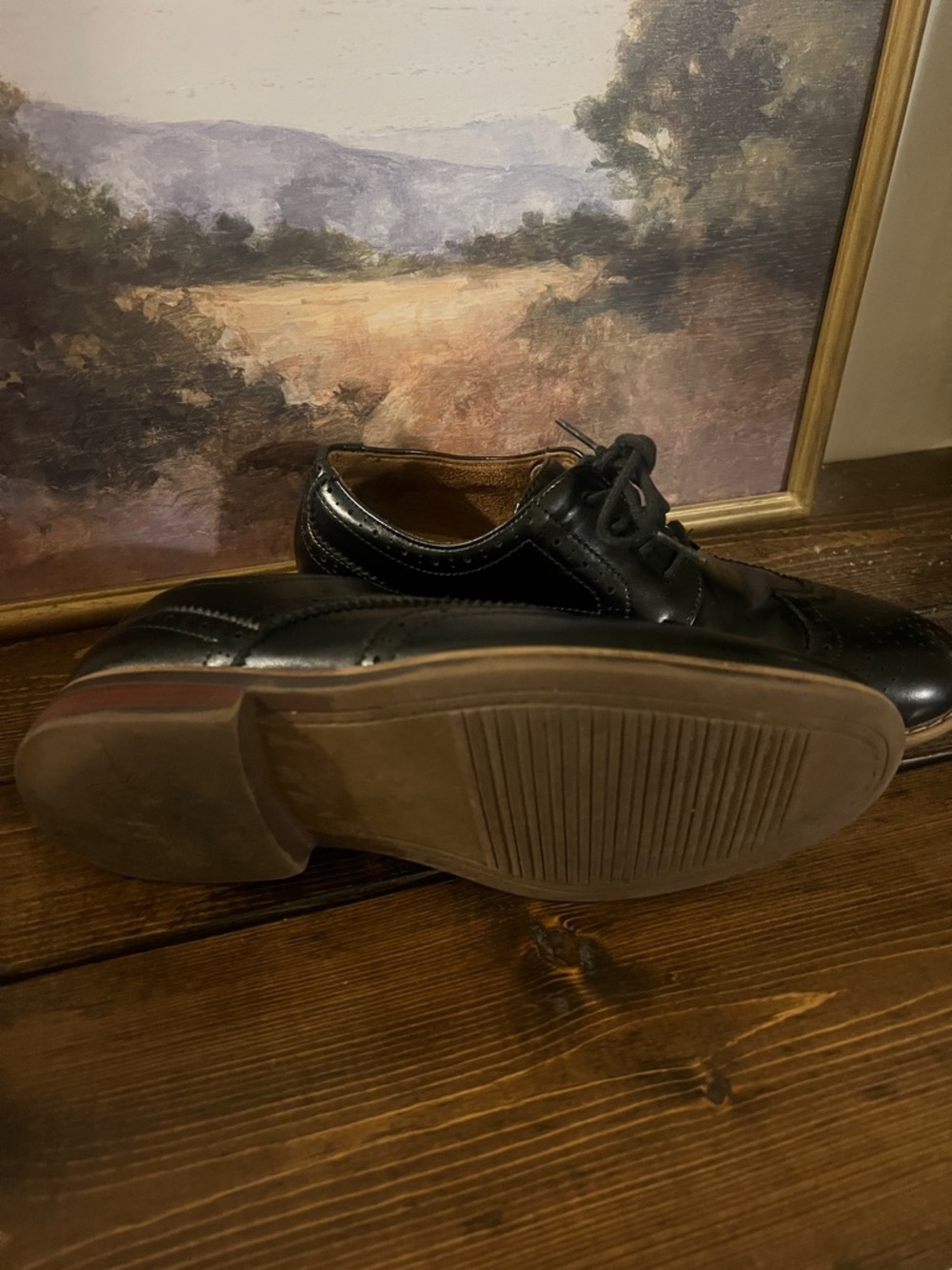 Florsheim Black Wingtip Lace-Up Dress Shoes for Kids - Picture 2 of 3